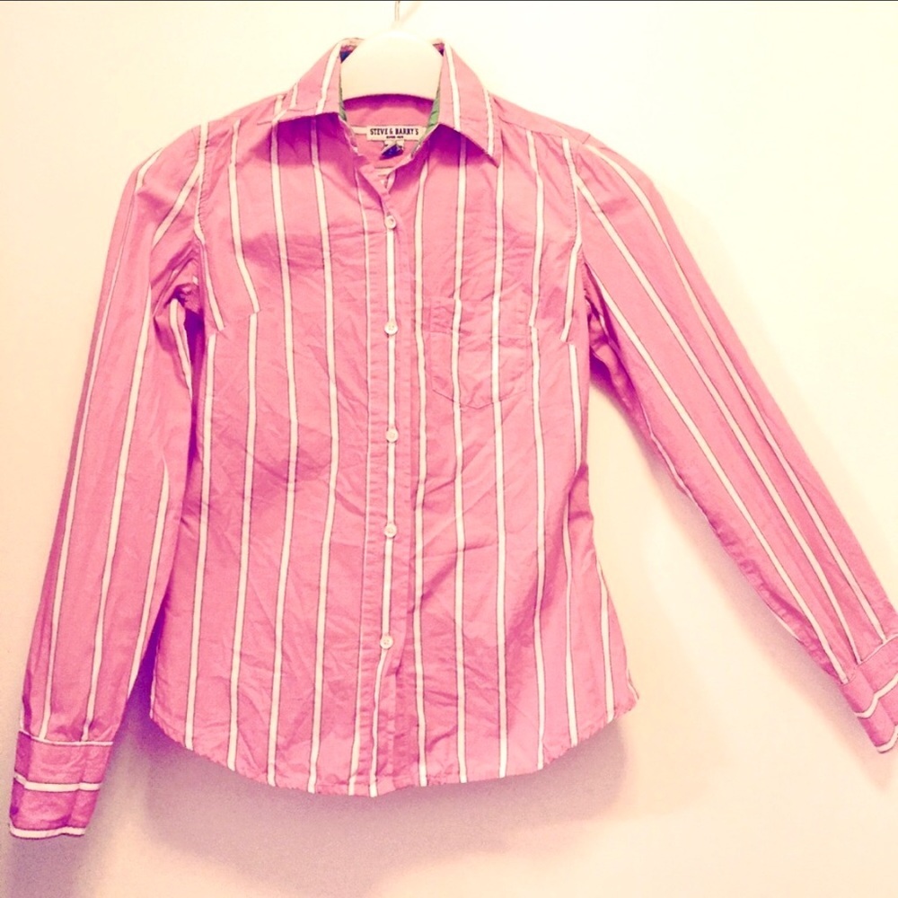 Steve & Barry's Shirt in Pink/White Stripes XS
